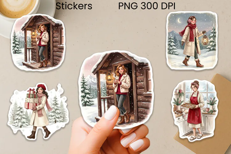 Cozy Woman Lifestyle Stickers PNG Printable