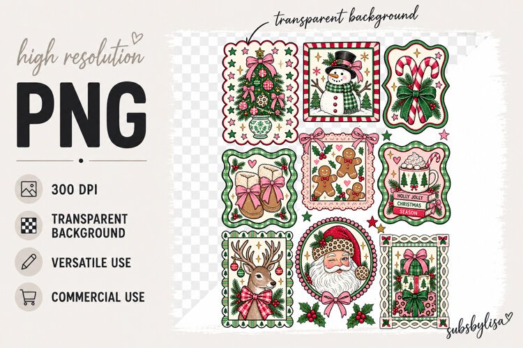 Christmas png, Retro Christmas Collage design example image 1