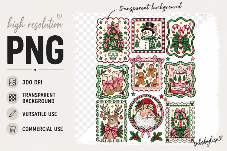 Christmas png, Retro Christmas Collage design