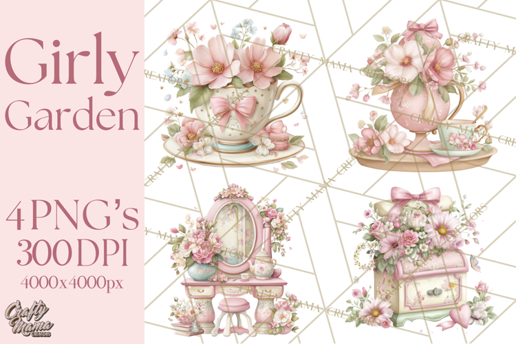 Pink Coquette Clipart, Girly Graden Decor Png, Feminine