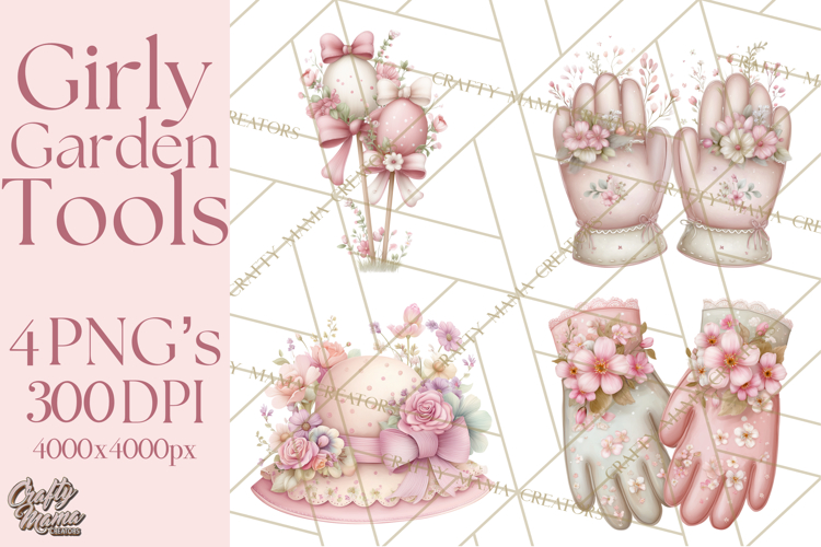 Girly Garden Tools Clipart, Pastel Gardening Clip Art Png