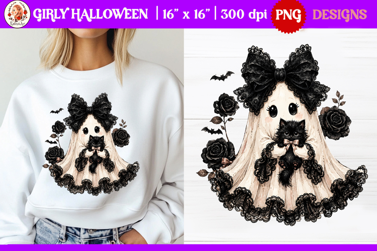 Cute girly Halloween ghost PNG | Girly Preppy Brushstroke