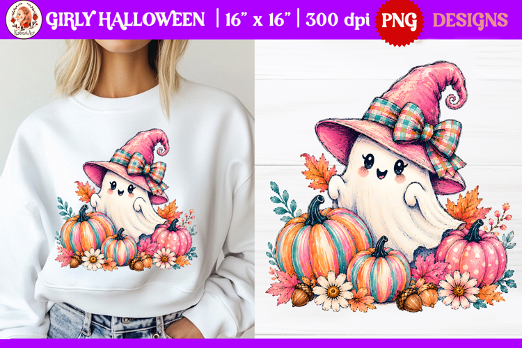 Cute girly Halloween ghost PNG | Girly Preppy Brushstroke