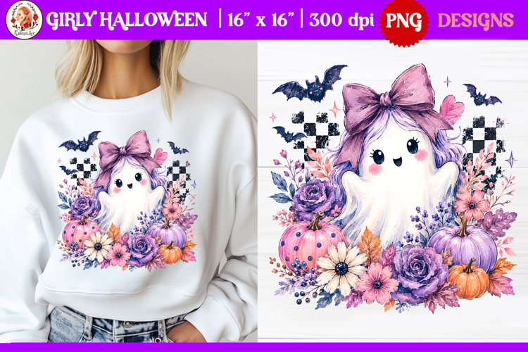 Cute girly Halloween ghost PNG | Girly Preppy Brushstroke