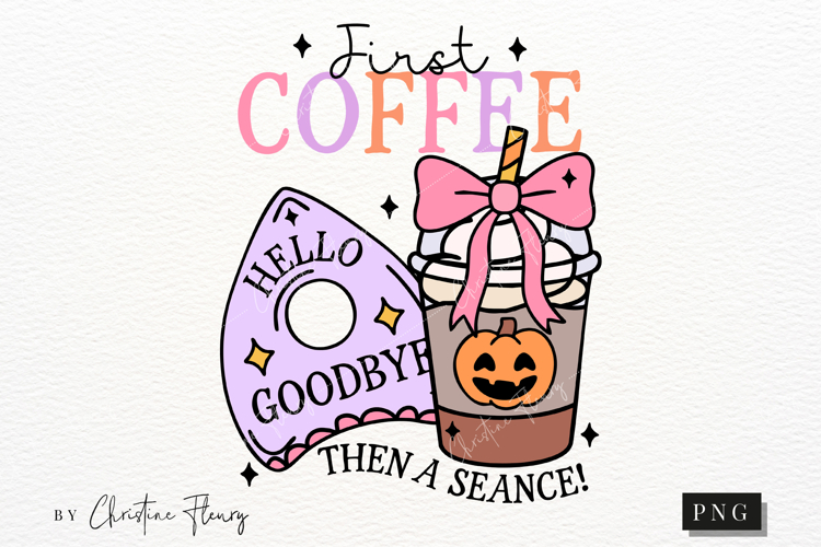 Coffee and Seances Halloween PNG | Coquette Girly PNG