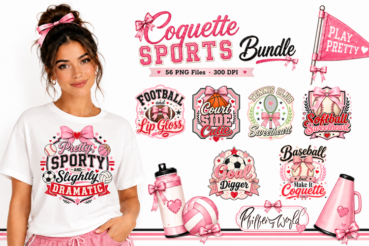 Coquette Sports Quotes Bundle | Trendy Feminine Clipart
