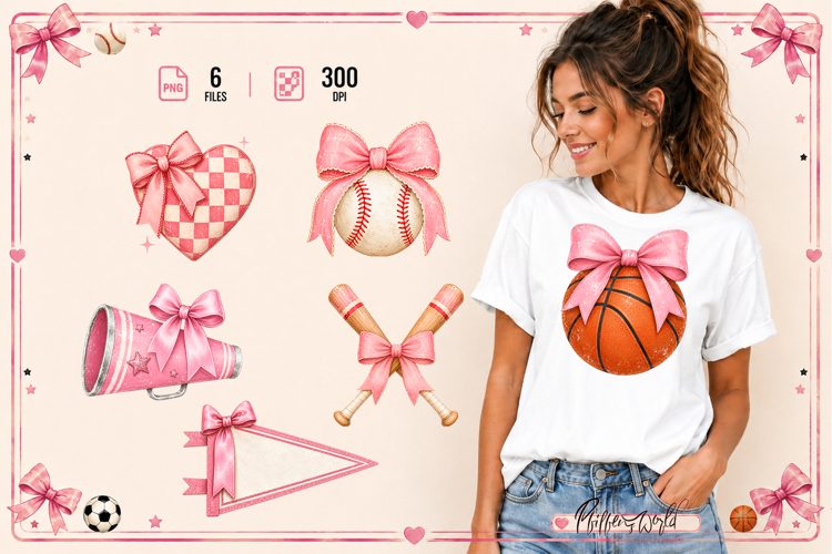 Coquette Sports Clipart | Girly Sports Accessories