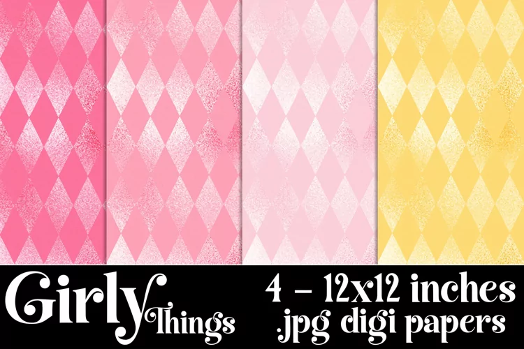 Girly Things Color Palette, Argyle, Diamond 12x12 Foil Paper