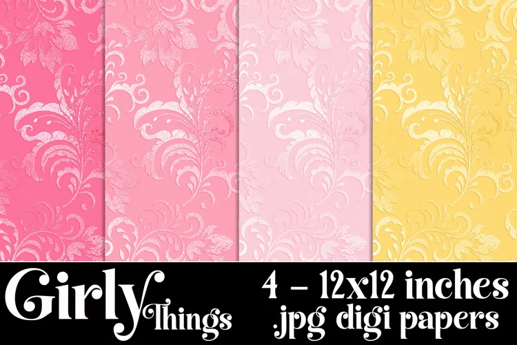 Girly Things Color Palette, Elegant Floral 12x12 Backgrounds