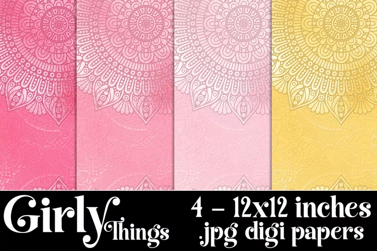 Girly Things Color Palette, 12x12 Mandala Pattern Background