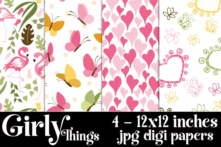 Girly Things Color Palette, 12x12 Girly Patterns Backgrounds