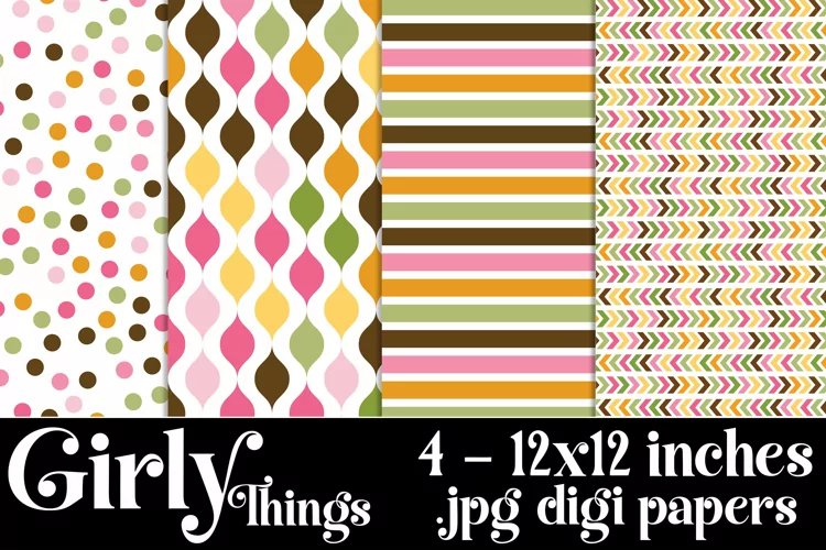 Girly Things Color Palette, 12x12 Girly Patterns Backgrounds
