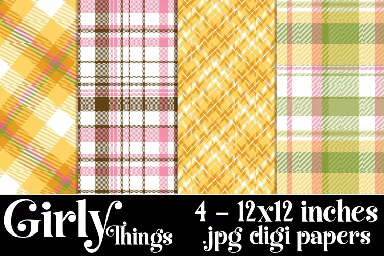 Girly Things Color Palette, 12x12 Plaid Patterns Backgrounds