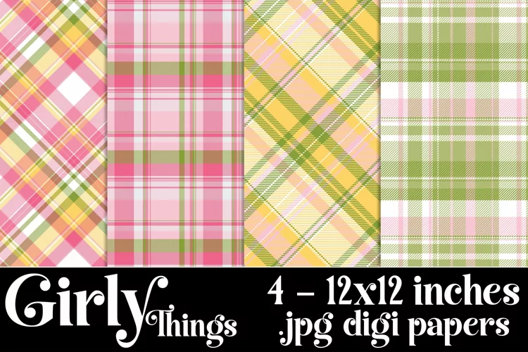 Girly Things Color Palette, 12x12 Plaid Patterns Backgrounds