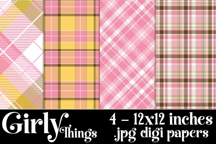 Girly Things Color Palette, 12x12 Plaid Patterns Backgrounds