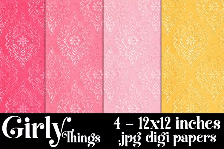Girly Things Color Palette, 12x12 Mandala Pattern Background