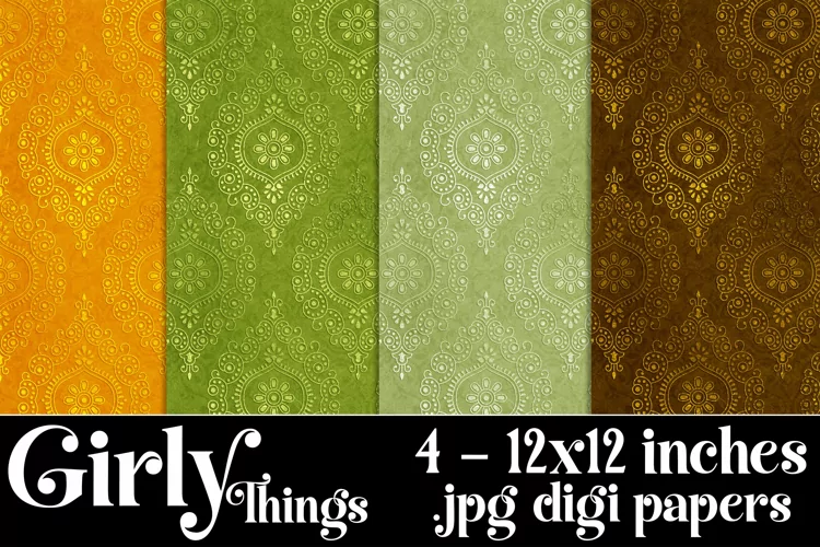 Girly Things Color Palette, 12x12 Mandala Pattern Background
