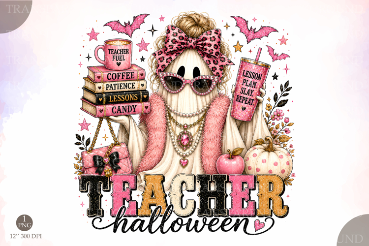Glam Ghost Teacher Png, Spooky Teacher Halloween Png