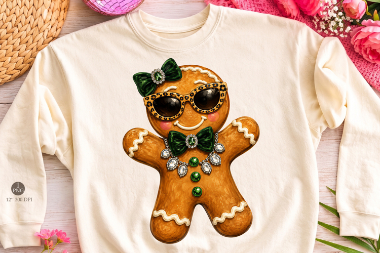 Glam Gingerbread Christmas png, Cute Christmas PNG