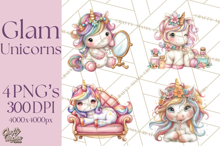 Fashion Glam Unicorn Clip Art for Printables, Unicorn Png