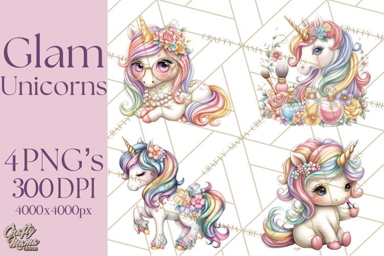 Fashion Glam Unicorn Clip Art for Printables, Unicorn Png
