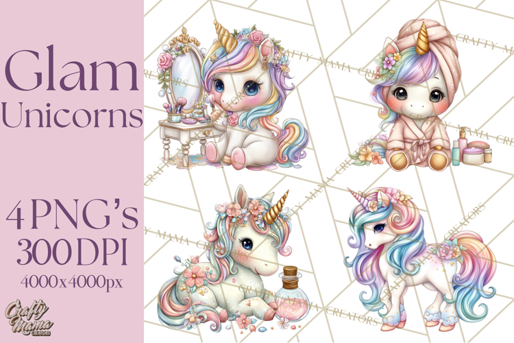 Fashion Glam Unicorn Clip Art for Printables, Unicorn Png