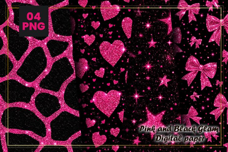 Pink Black Glam Digital Paper