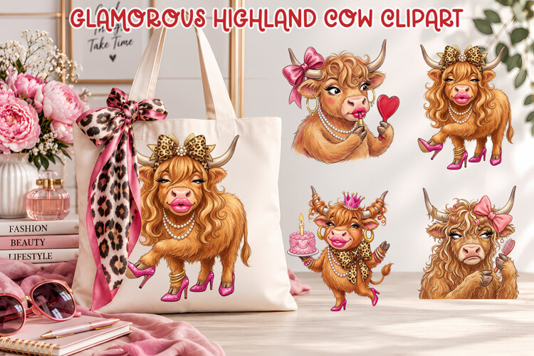 Highland Cow Clipart | Cow Sublimation example image 1