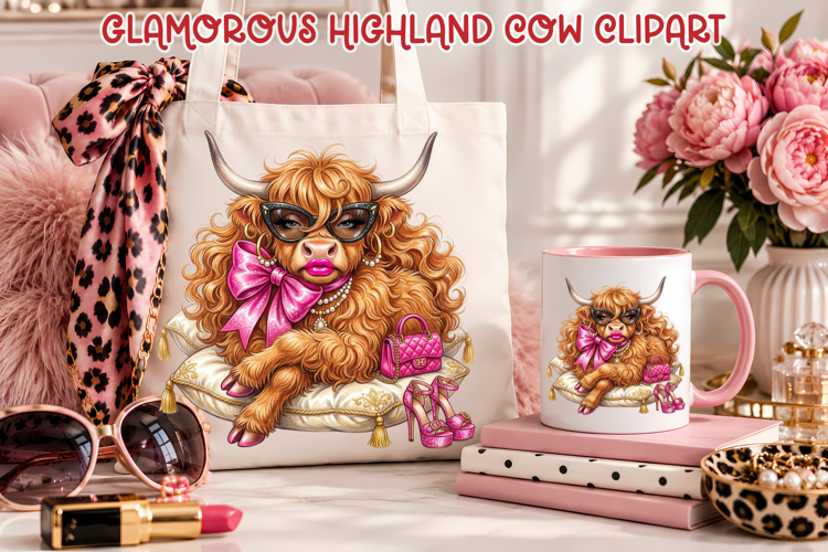 Glamorous Highland Cow Sublimation