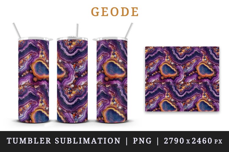 Geode 20 oz tumbler seamless wrap sublimation design skinny