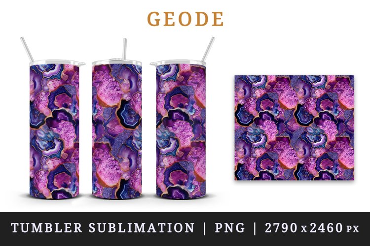 Geode 20 oz tumbler seamless wrap sublimation design skinny