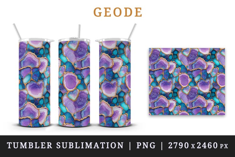 Geode 20 oz tumbler seamless wrap sublimation design skinny
