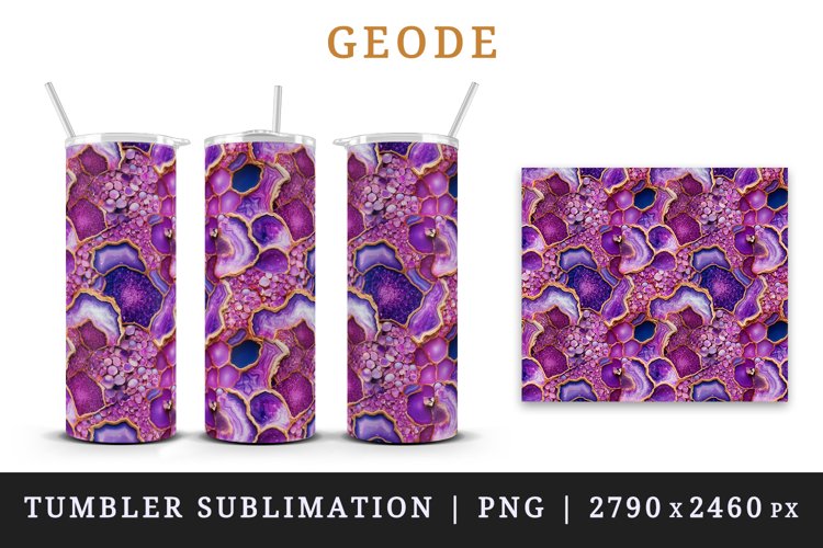 Geode 20 oz tumbler seamless wrap sublimation design skinny