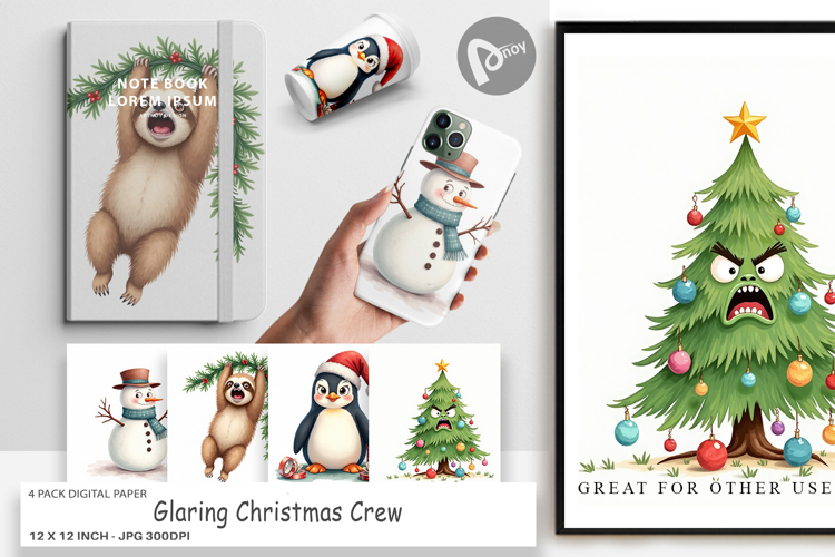 Digital Paper Glaring Christmas Crew