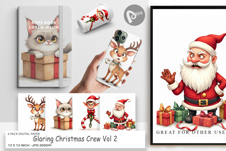 Digital Paper Glaring Christmas Crew