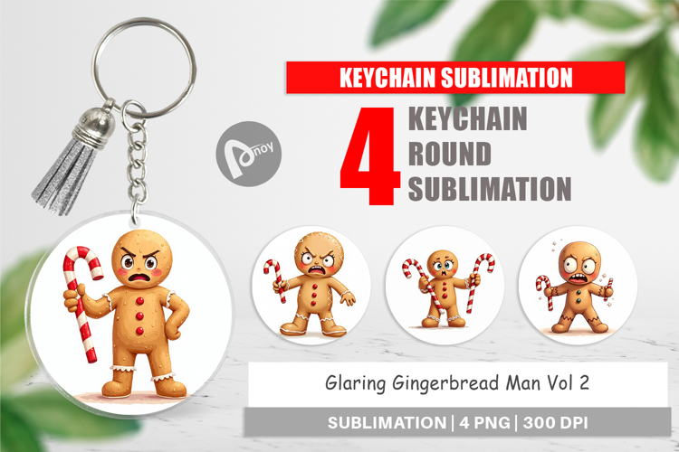Keychain Glaring Gingerbread Man