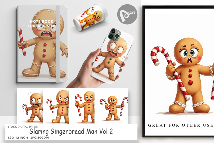 Digital Paper Glaring Gingerbread Man