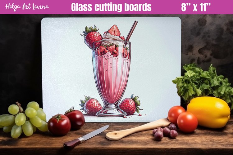 Glass Cutting Boards Kitchen | Milkshake PNG example image 1