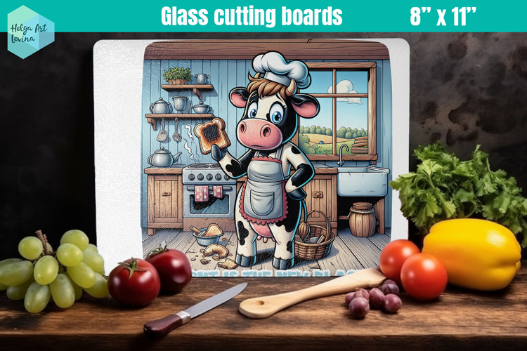 Funny farm animals | Glass Cutting Boards Kitchen