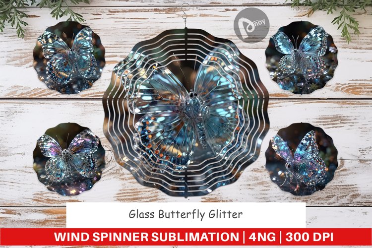 Wind Spinner Glass Butterfly Glitter