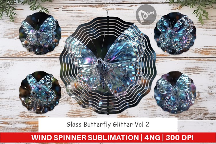 Wind Spinner Glass Butterfly Glitter