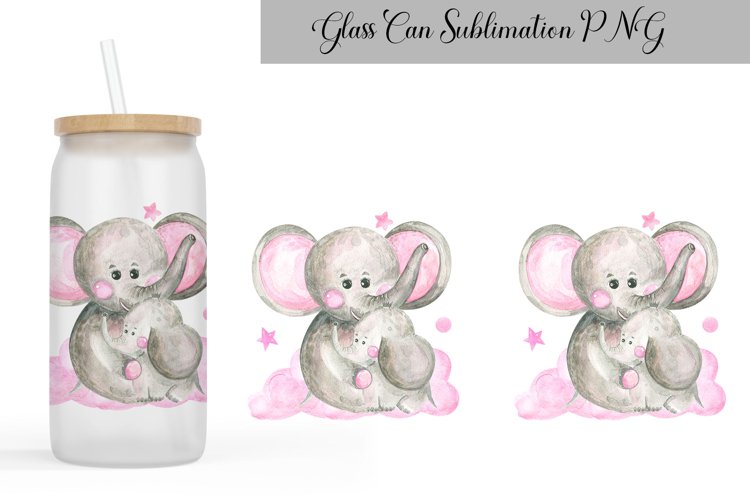 Baby Animals Glass Can Wrap | Elephant Glass Can