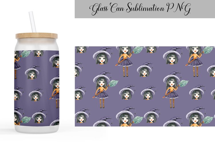 Libbey Glass Can Witch | Halloween Glass Can Sublimation