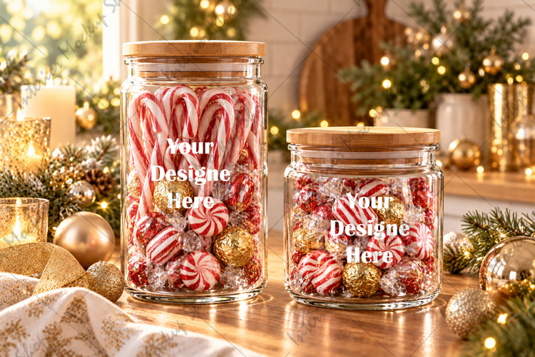Christmas Mockup Jar Mockup with Festive Holiday Decor