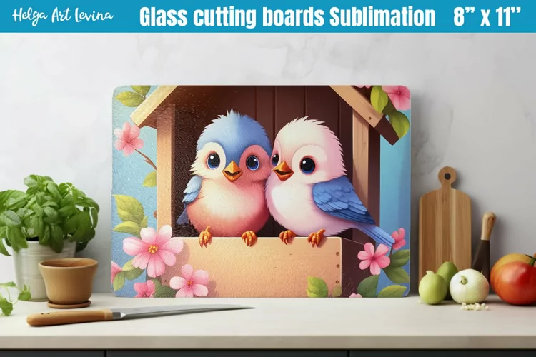 Glass Cutting Boards Kitchen | Cute Birds