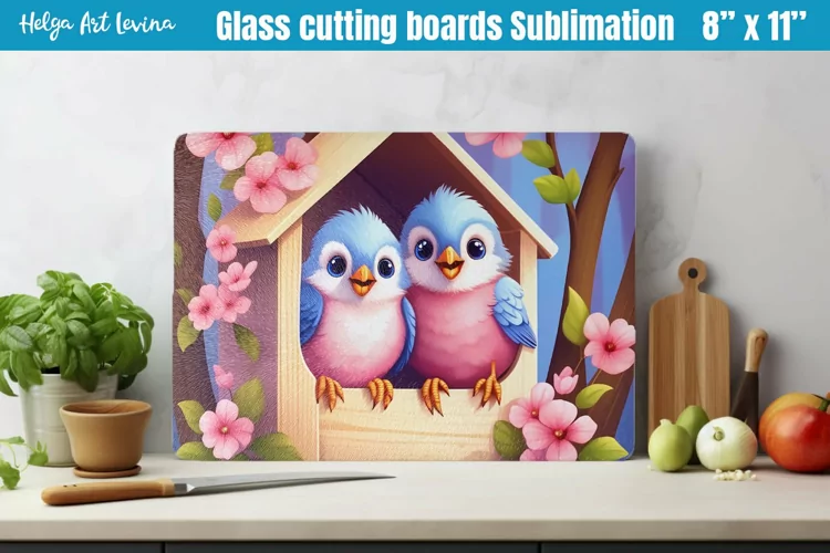 Glass Cutting Boards Kitchen | Cute Birds