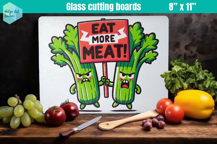 Glass Cutting Boards Kitchen | Angry vegetables example image 1
