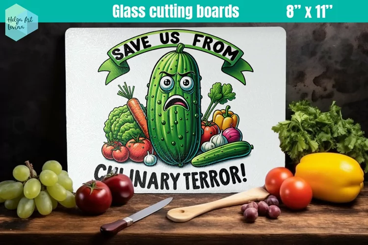 Glass Cutting Boards Kitchen | Angry vegetables