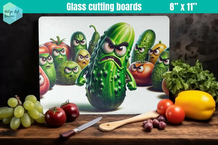 Glass Cutting Boards Kitchen | Angry vegetables
