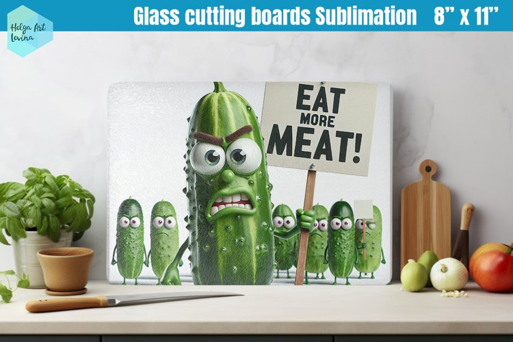 Glass Cutting Boards Kitchen | Angry vegetables example image 1